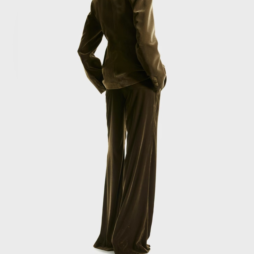 H&M Elegant Olive Green velvet Women's bootcut Pants size 10 NWT - Picture 3 of 5